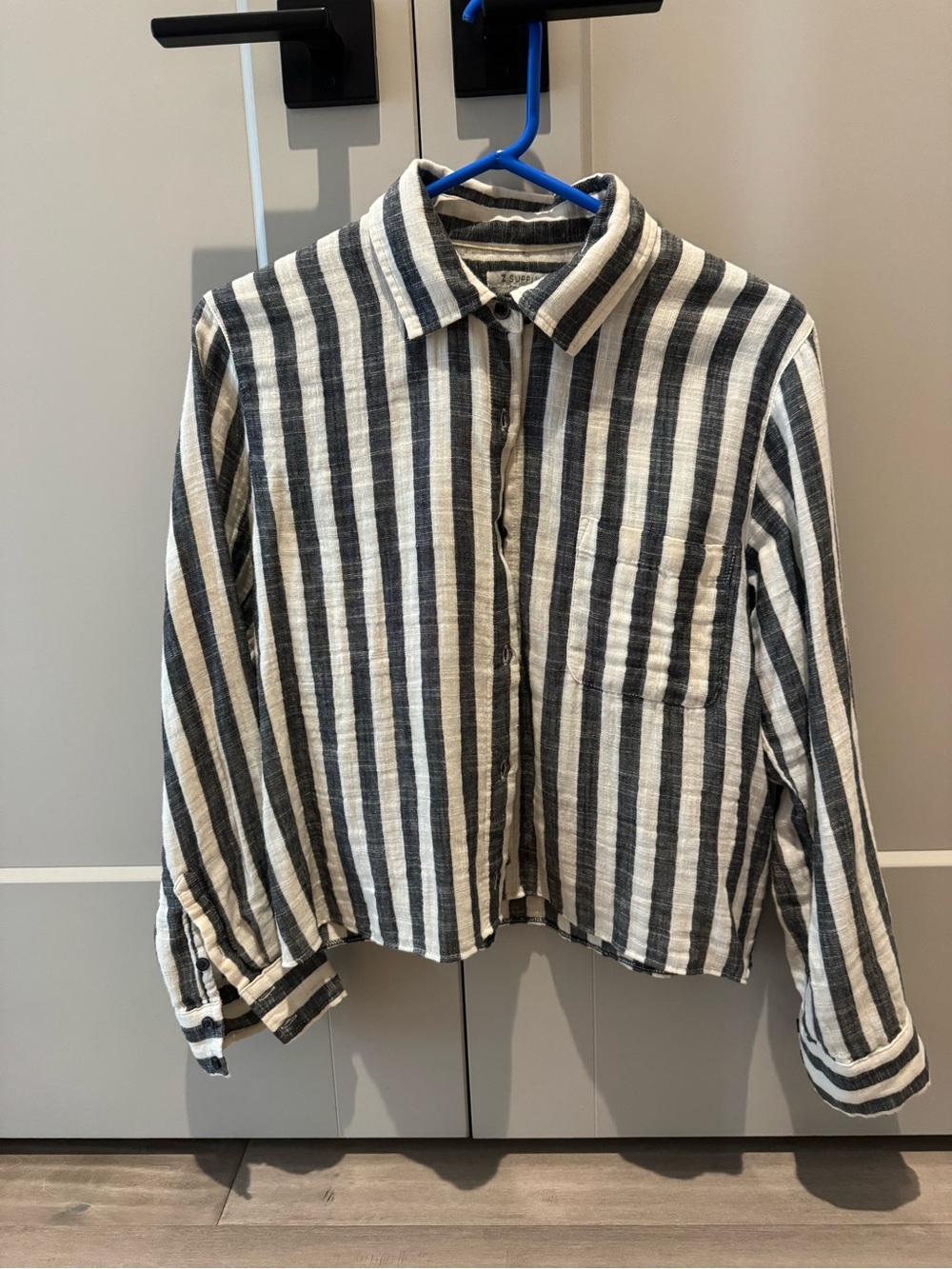 Z Supply Vertical Stripe Cropped Shirt